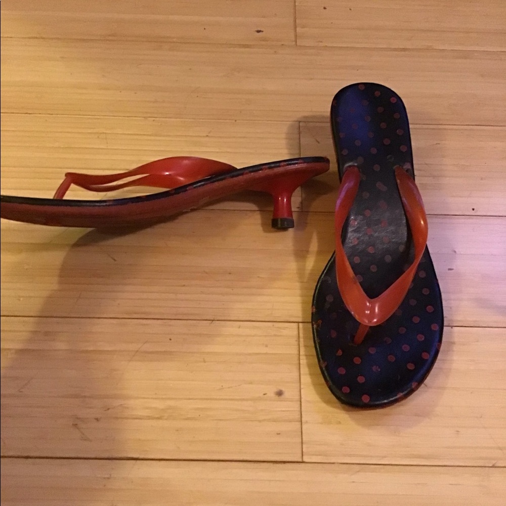 Red Polka dot heeled flip flop